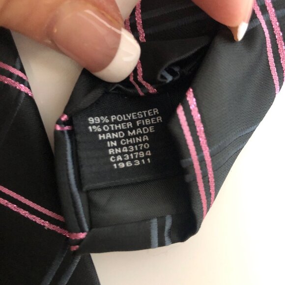 J Ferrar Tie Black Pink Gray Plaid Mens Necktie Office Work Formal Dad Gift - Picture 6 of 7